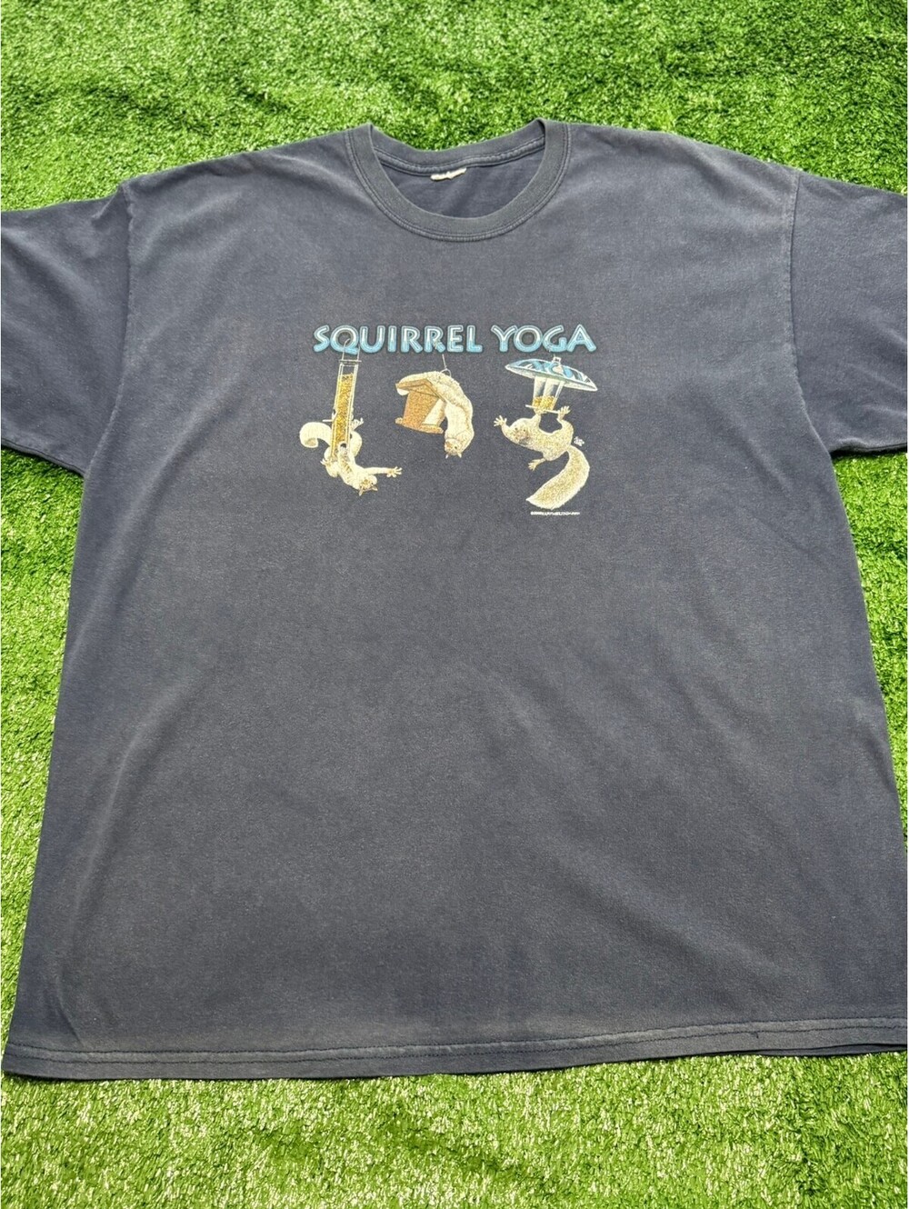 Vintage Y2k Funny "Squirrel Yoga" Tee | No Tag / Fit Like XL